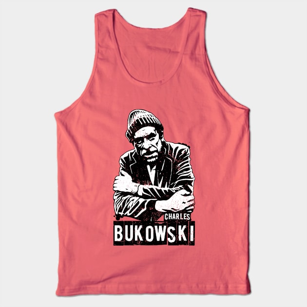 Charles Bukowski Stencil Portrait Tank Top by CultureClashClothing